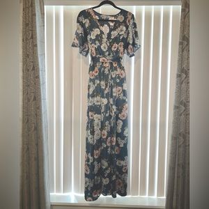 NWT LOW REDUCED PRICE !! Baltic Born XL Blue Floral silk maxi dress.